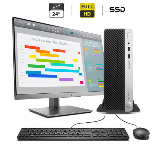 HP ProDesk 400 G5 SFF Core i5-8500 I 16 Go DDR4 I + 256 Go I +Ecran HP Elitedisplay E243 Full HD Frameless I Clavier Et souris