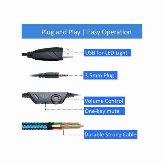 G7500 Gaming Casque avec Led Microphone pour Xbox , PS4 , Ordinateur 5