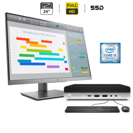 HP PRODESK 600 G3 Mini  Core i5-7500T- 8 Go DDR4 -256 Go SSD + Ecran HP Elitedisplay E243 Full HD Frameless I Clavier Et souris