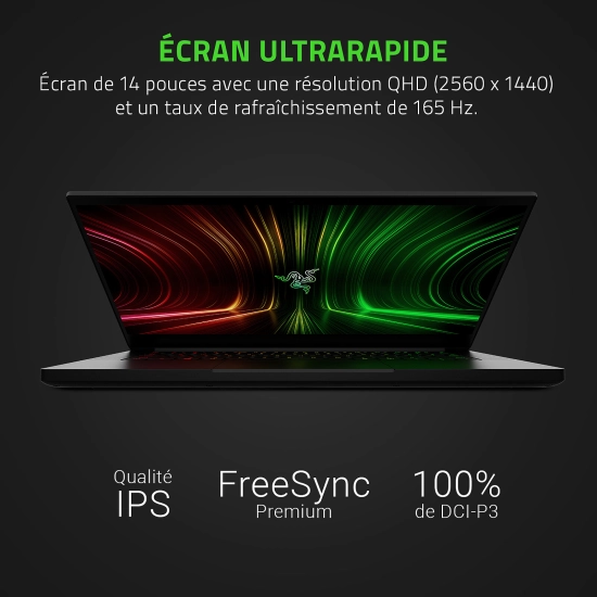 Razer Blade 14 RZ09-0370 – PC portable gamer Ryzen 9 5900HX, RTX 3080, 16 Go RAM, SSD 1 To et écran QHD 165 Hz 4