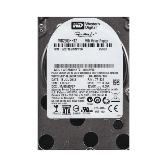 Disque Dur Interne 250 Go Western Digital VRaptor 2.5" 10000 RPM (WD2500HHTZ) – Stockage Ultra-Rapide Haute Performance 1